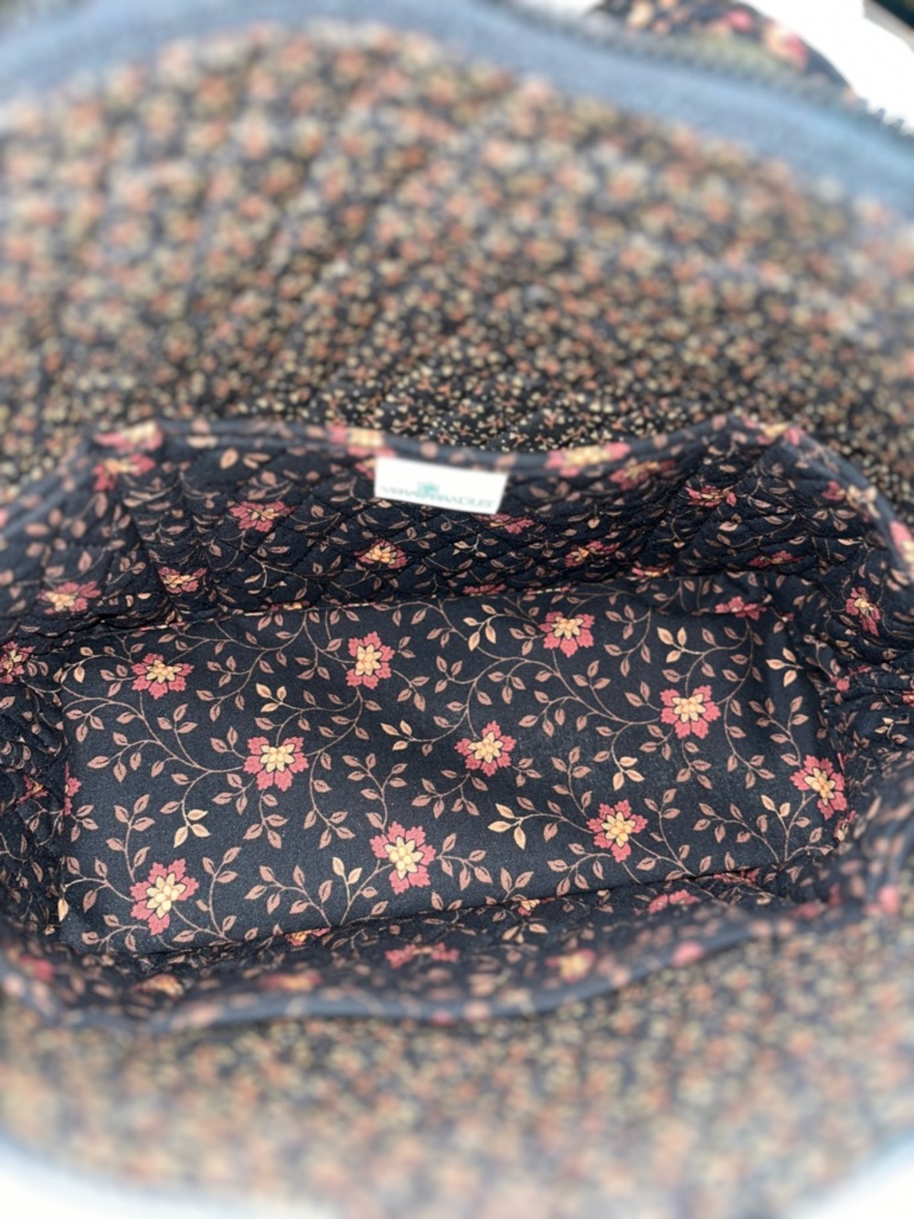 Vera Bradley Quilted Floral Tote in Black and Burgundy Accents - Picture 4 of 4